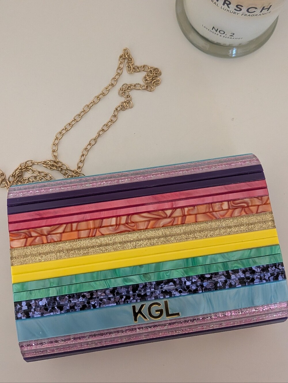 Kurt Geiger Rainbow Acrylic Clutch Bag